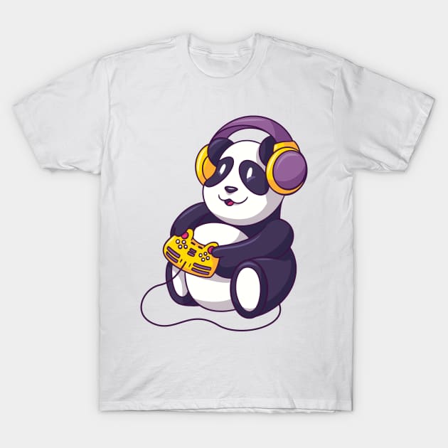 cute animal cartoon panda gaming T-Shirt by Midoart